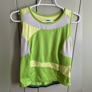 Hincapie Womens cycling jersey Green Yellow sleeveless back pockets Read